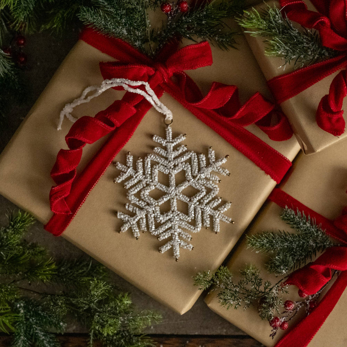5.5" White Rhinestone Snowflake Ornament - Posh West Boutique