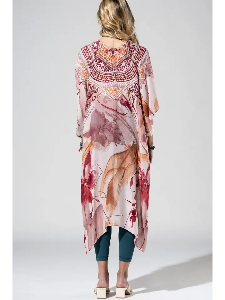 Mauve Watercolor Floral Arras Kimono - Posh West Boutique