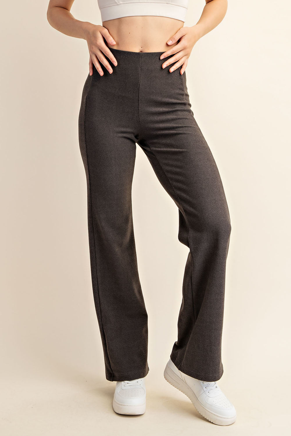 Black Brushed Straight Pant - Posh West Boutique