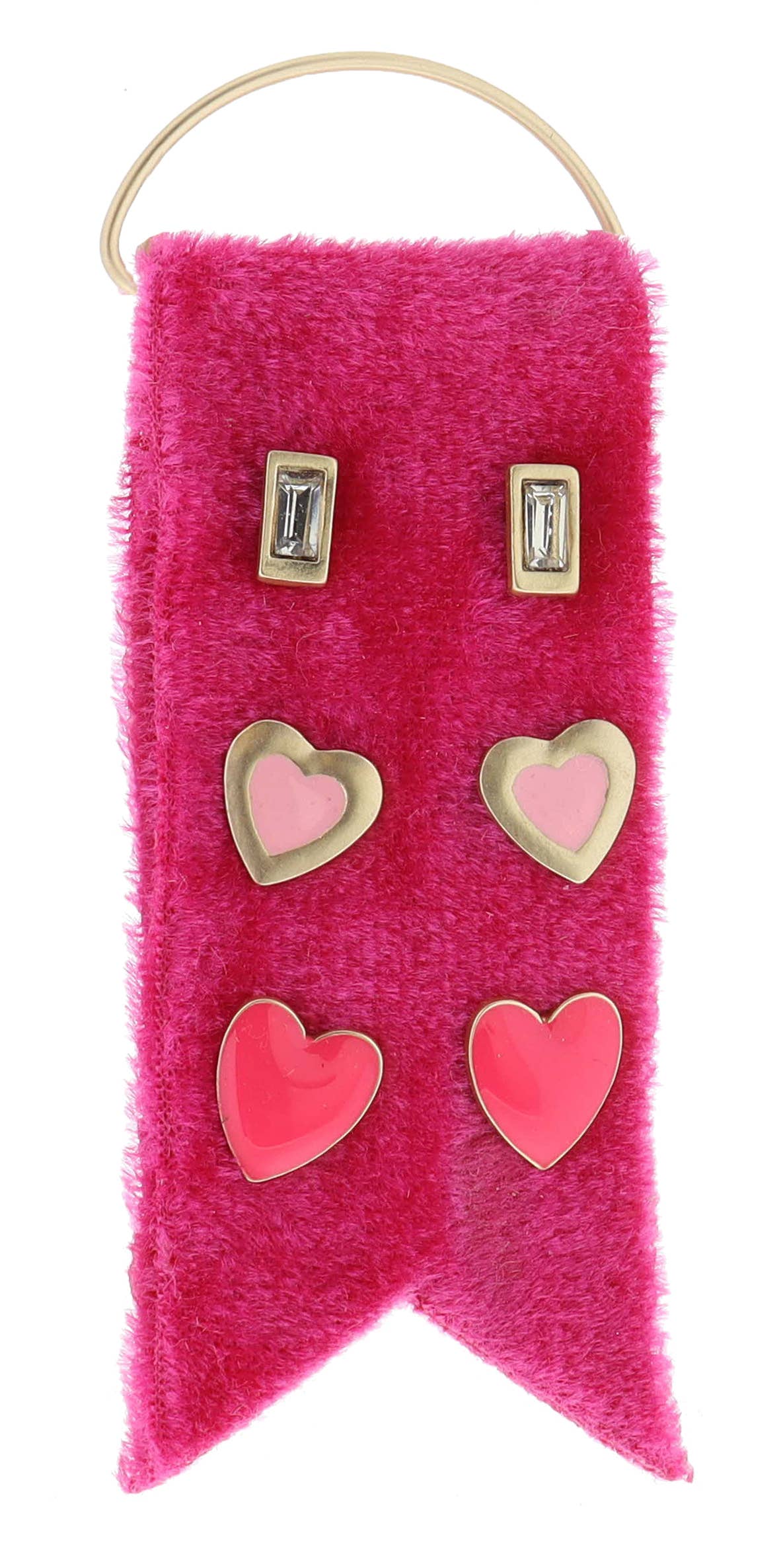 Champagne Crystal and Heart Earrings 3 Stud Set - Posh West Boutique