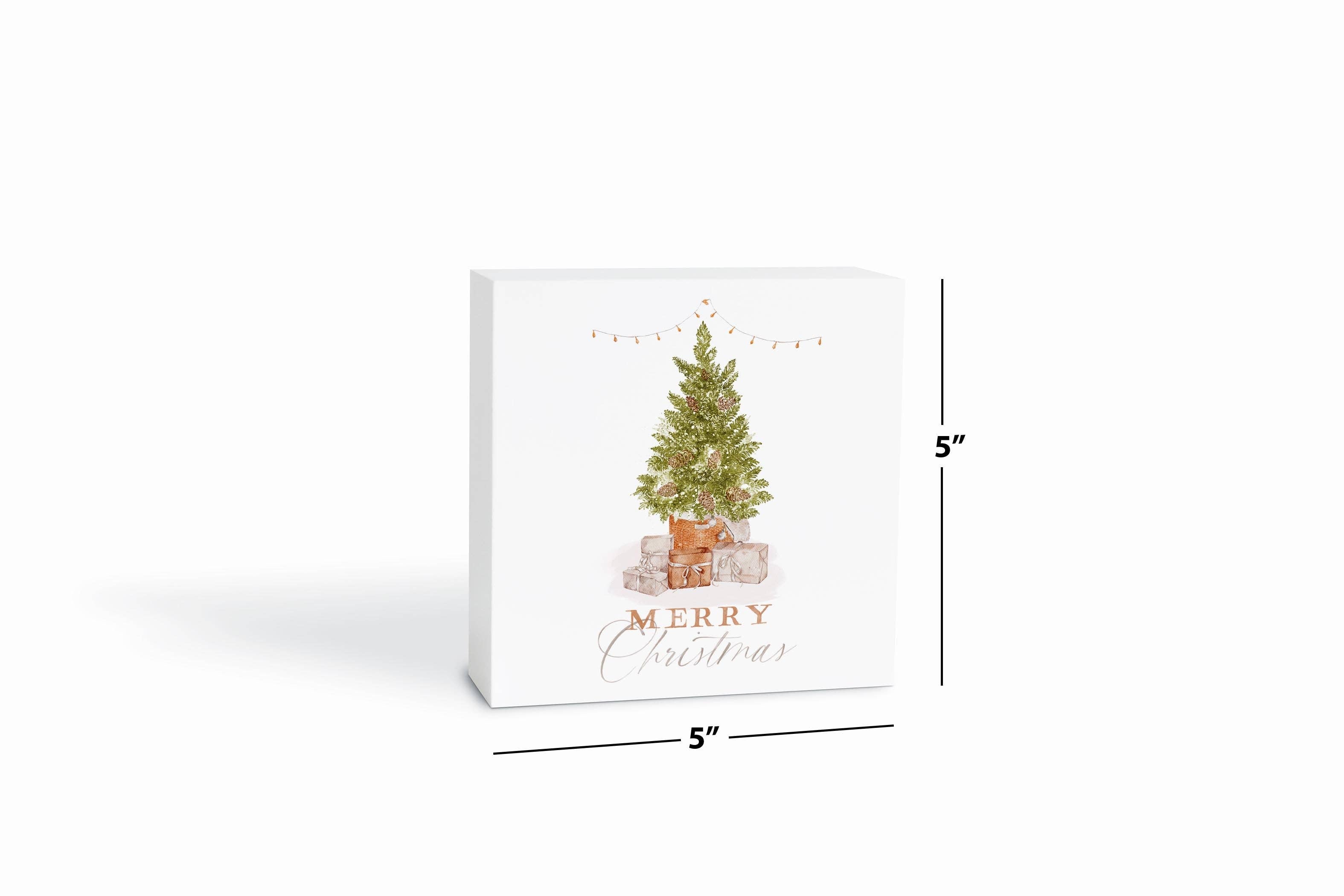 Merry Christmas Tree Wood Block Decor - Posh West Boutique