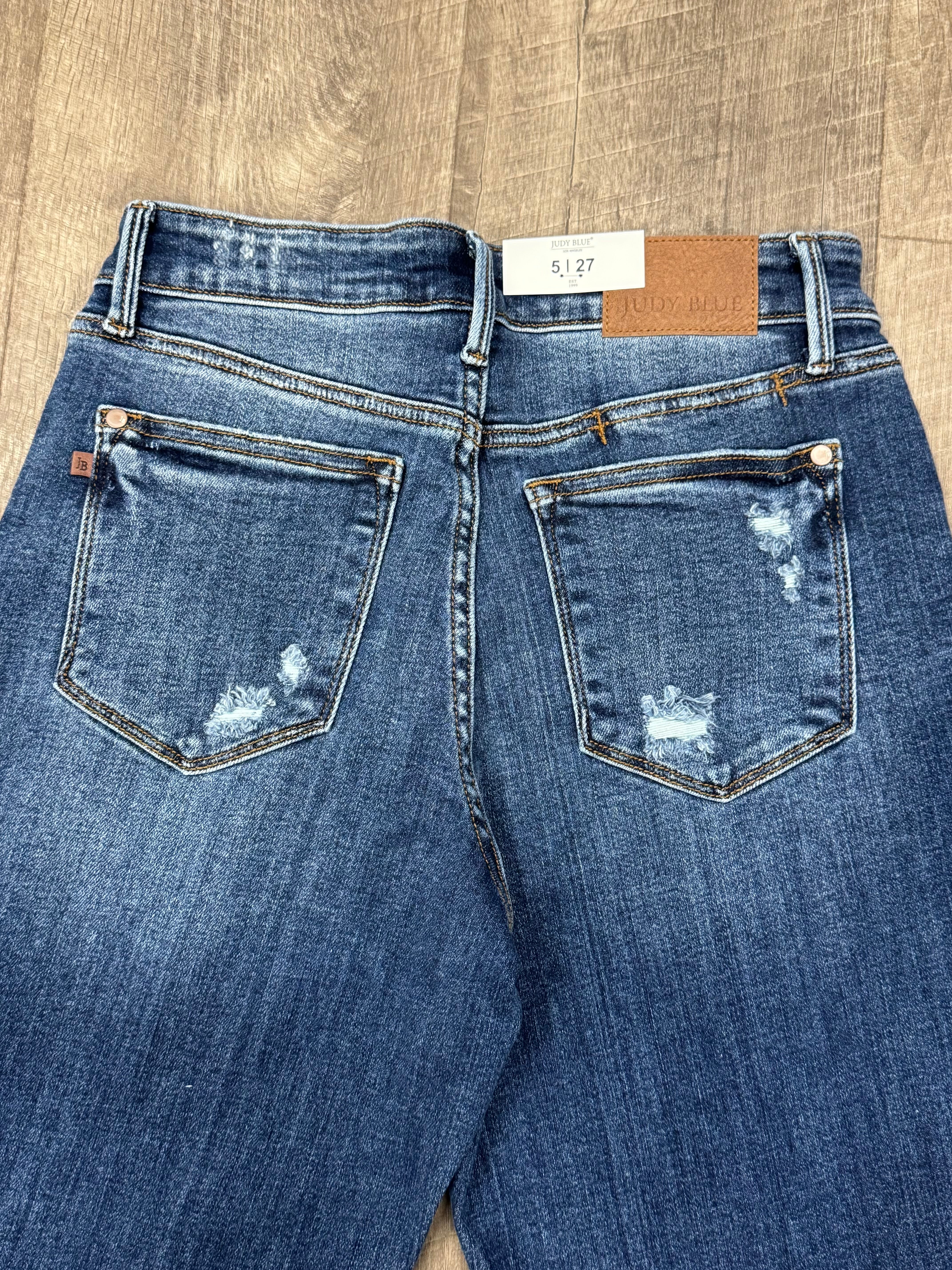 Judy Blue Boyfriend Fit Mid Rise w/ Destroy Jean - Posh West Boutique