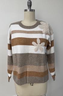 Luxurious Stripe Crochet Mustard Sweater