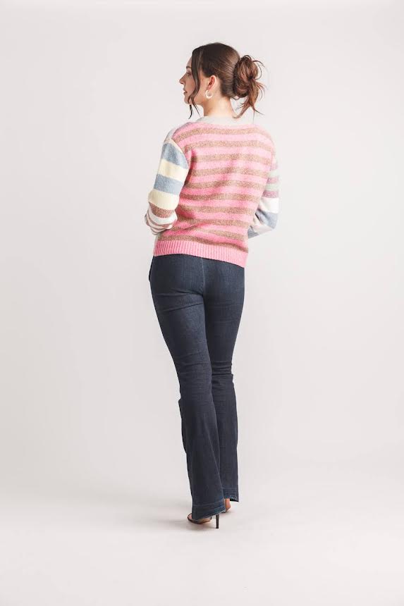 Luxurious Pink Stripe Cardigan