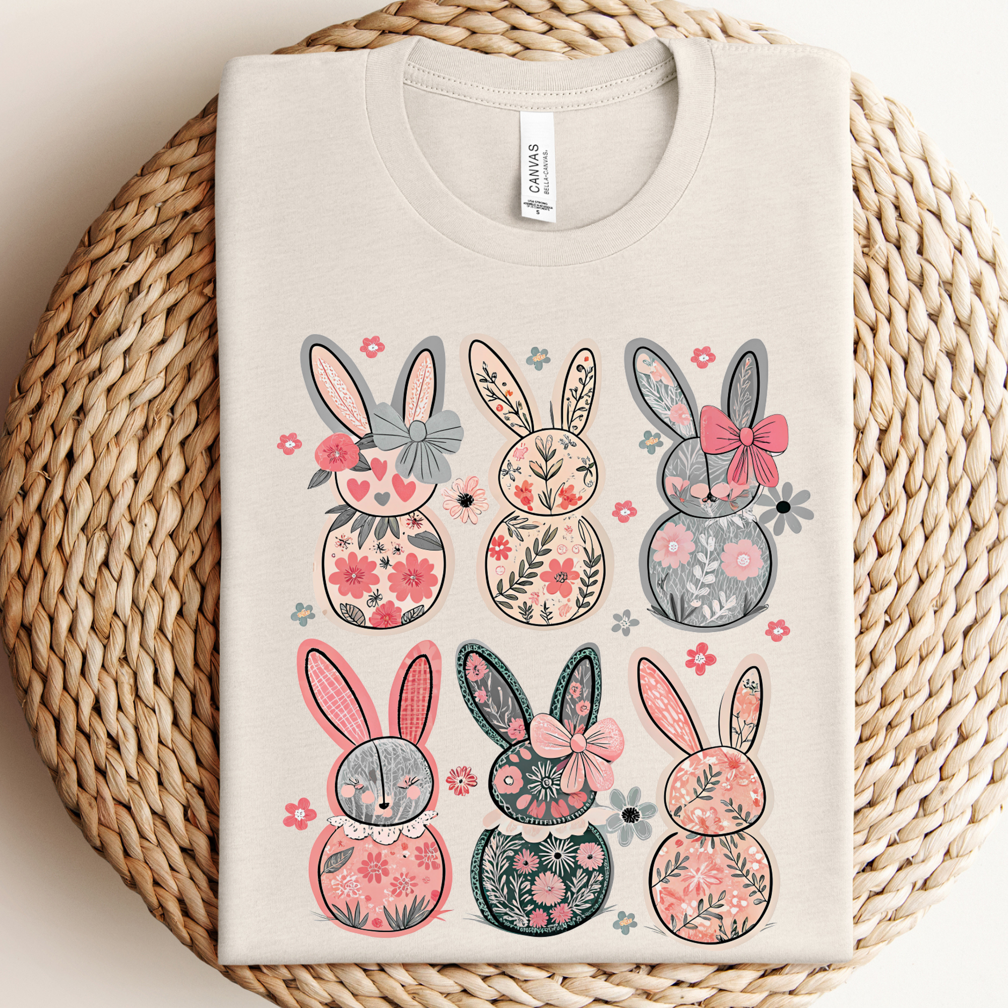 Floral Easter Bunny Tee - Posh West Boutique