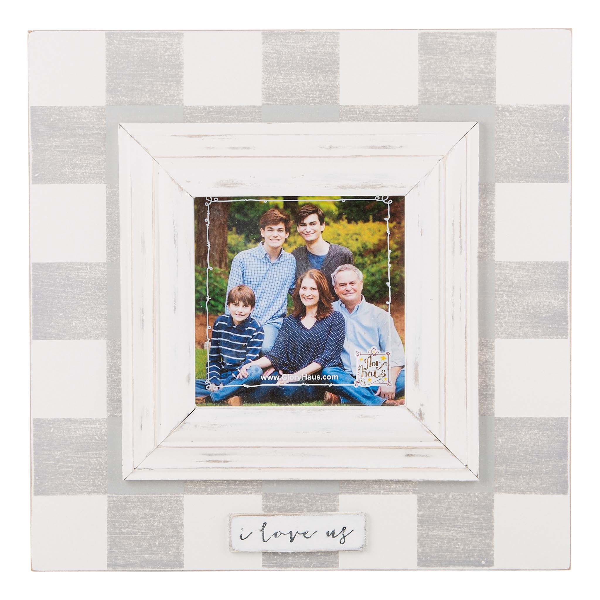 I Love Us Plaid Frame - Posh West Boutique