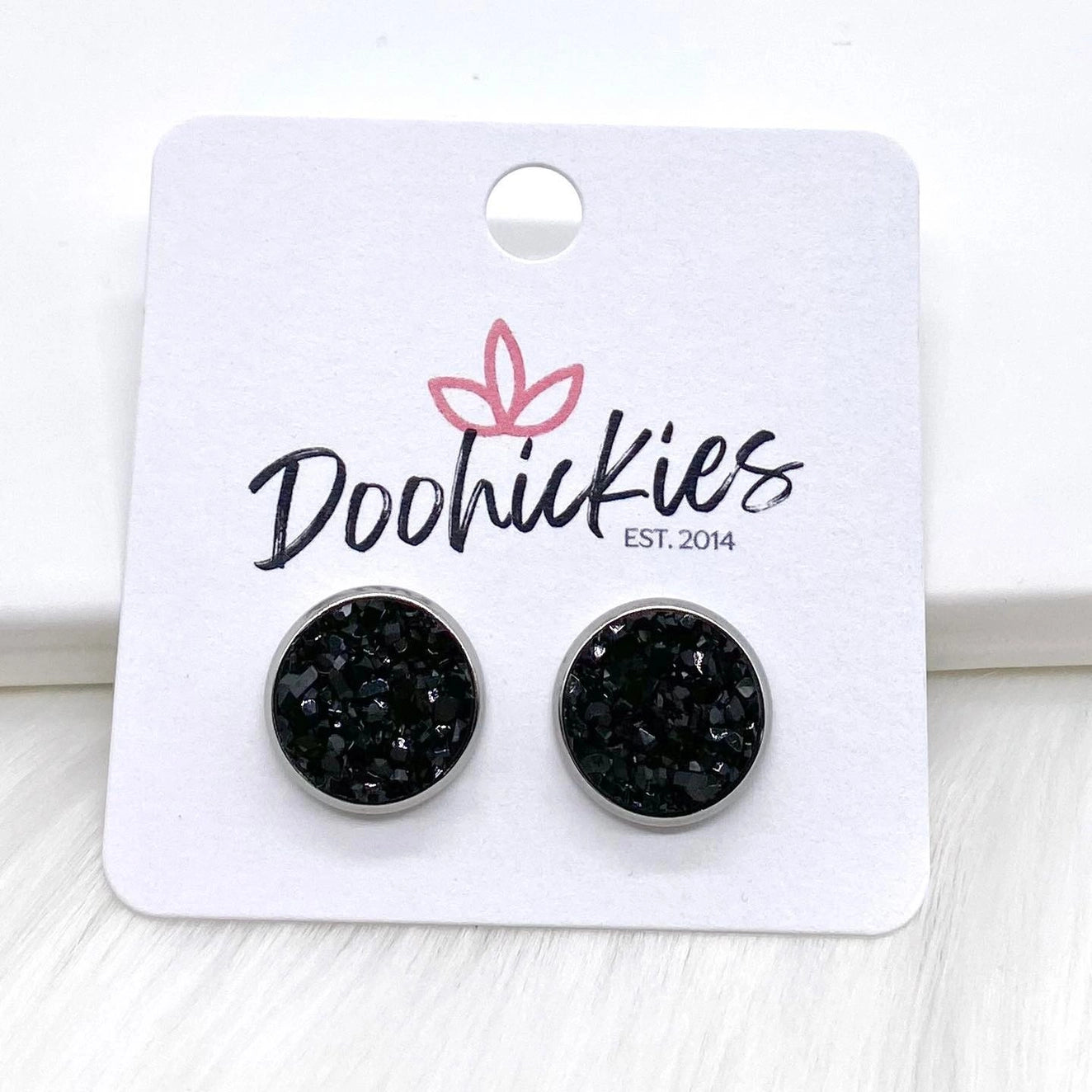 Doohickies 12mm Black Studs Stainless Steeel - Posh West Boutique