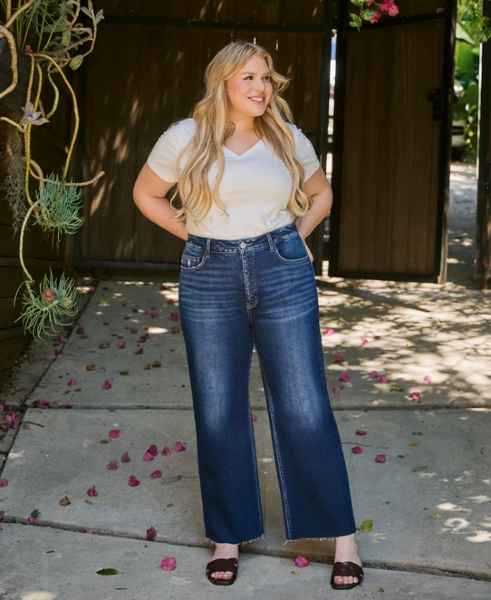 THE Vervet Dark Rinse Wide Leg Jeans - Posh West Boutique