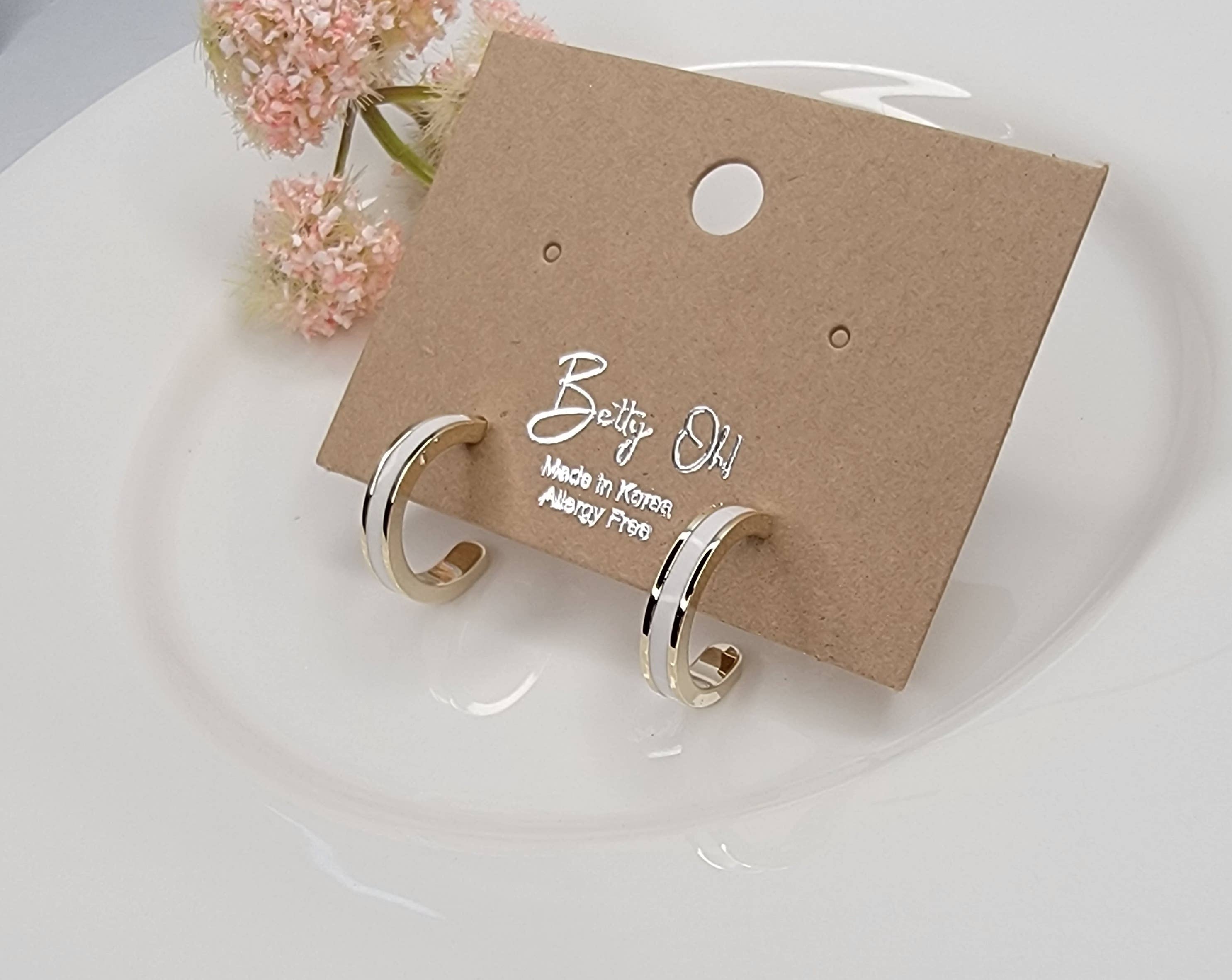 Gold Small Hoop Earrings with Enamel Painting - Posh West Boutique