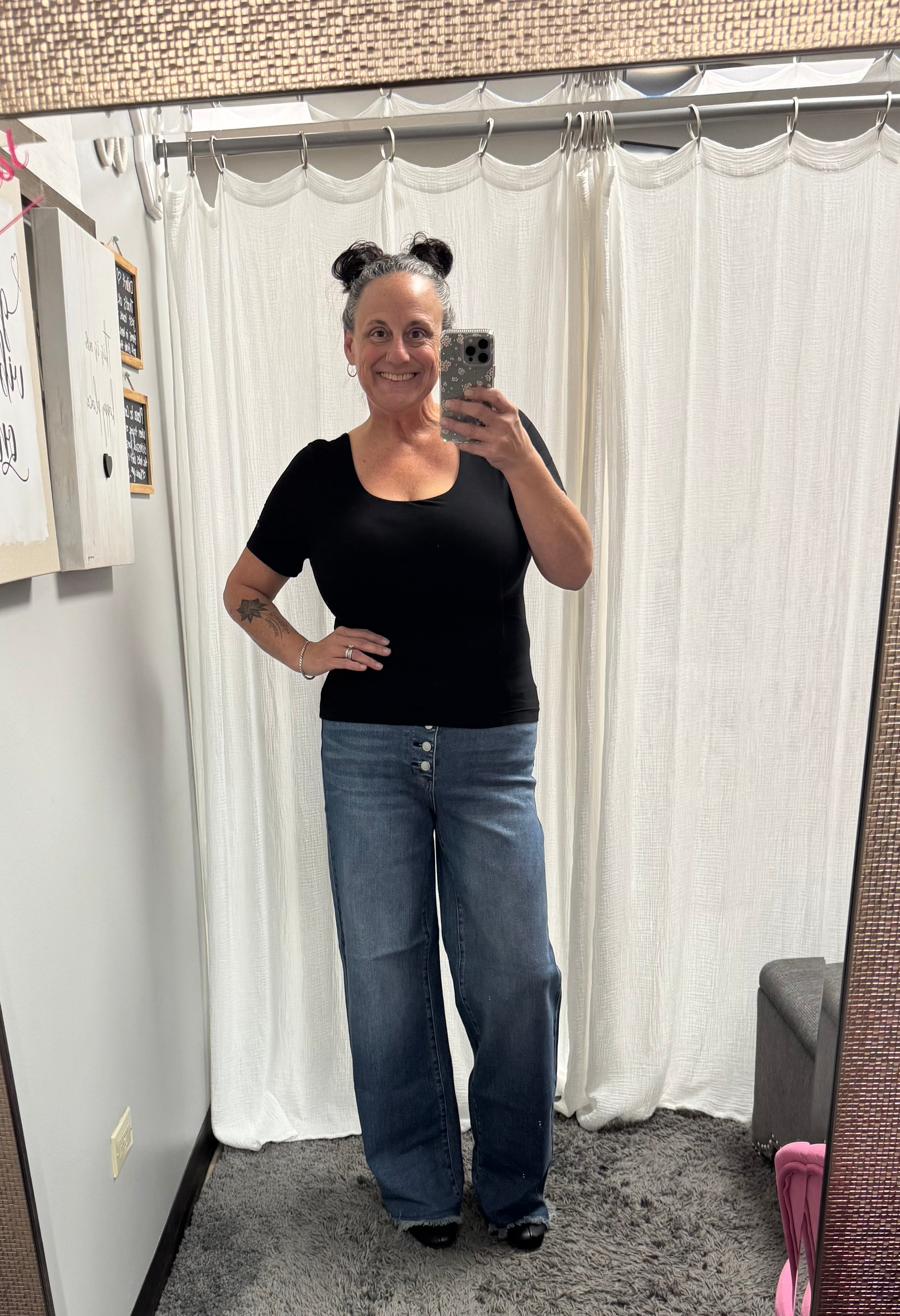 Judy Blue HW Button-Fly Straight w/Back Welt Pkts