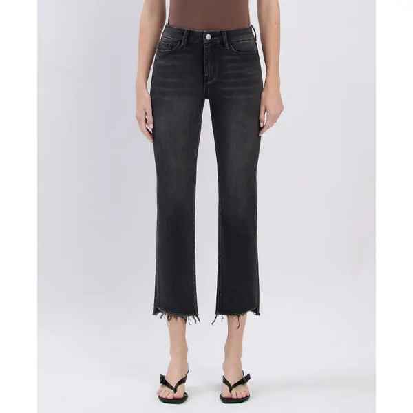Vervet Slim Straight Frayed Hem Black Jeans - Posh West Boutique