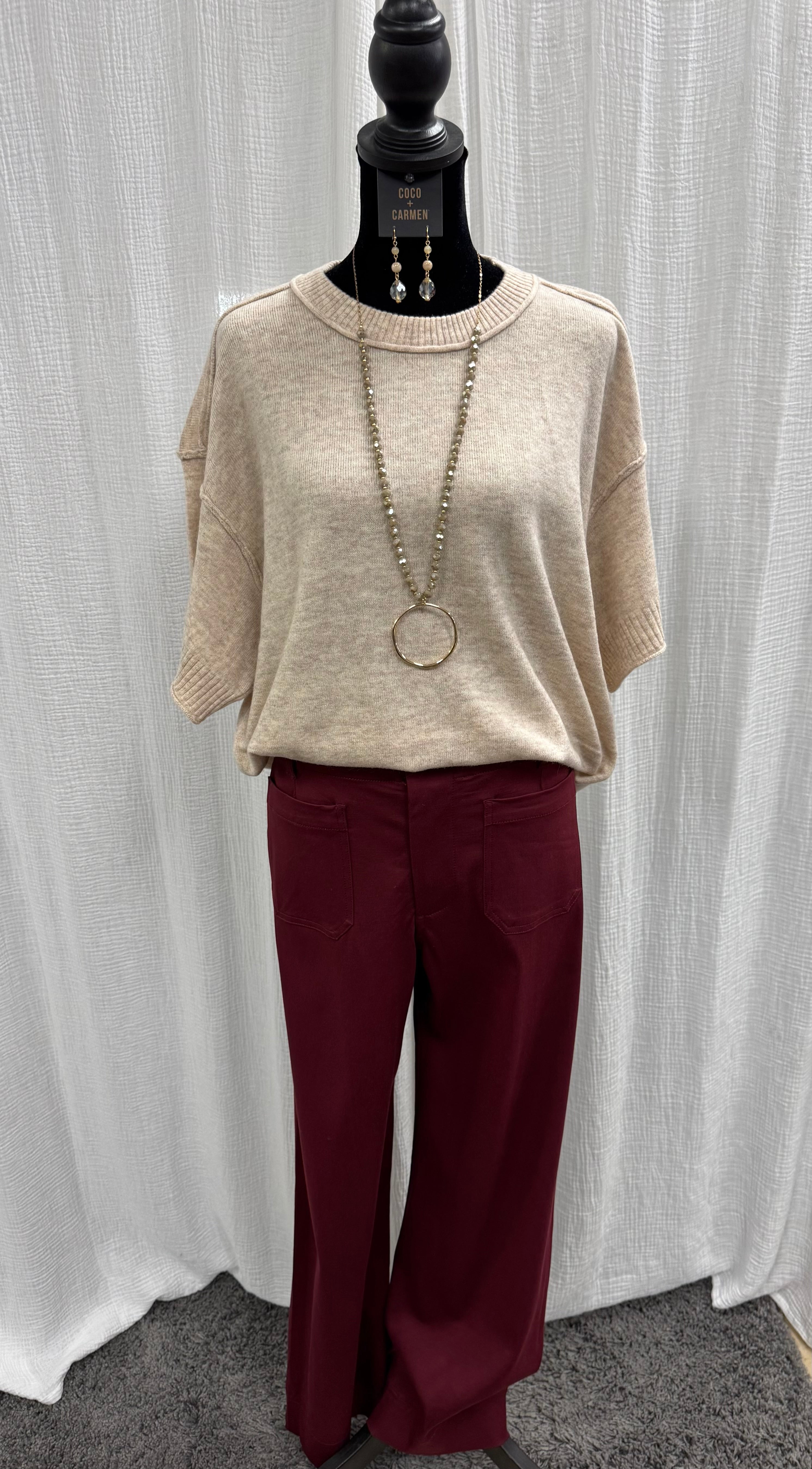 Raw Edge Accent Comfy Sweater Top