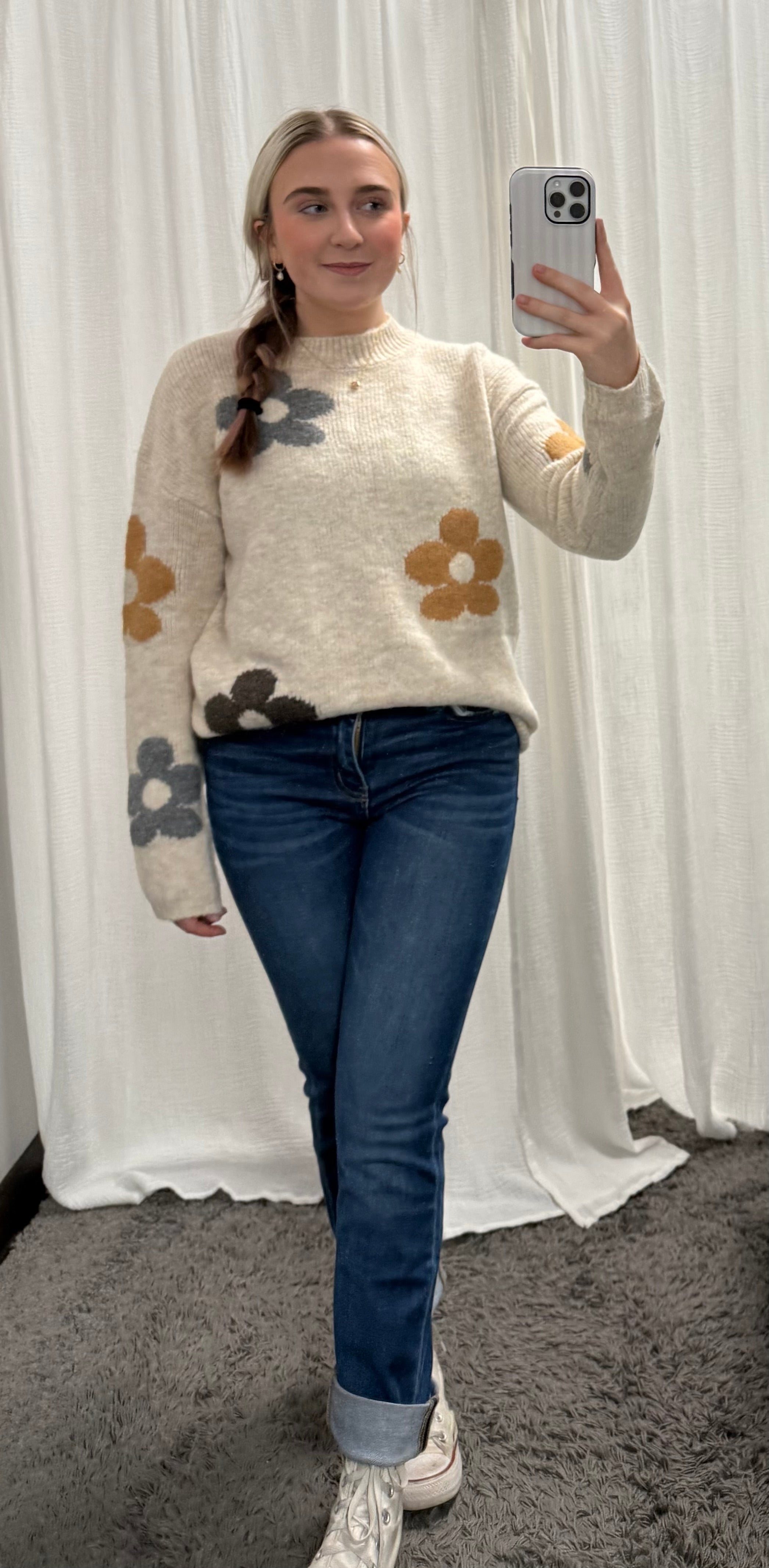 Daisy Flower Cozy Fall Sweater - Posh West Boutique