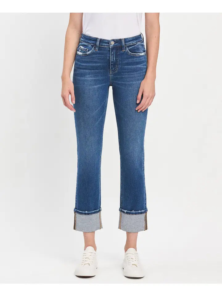 Vervet HR Cuffed Slim Straight Jeans - Posh West Boutique