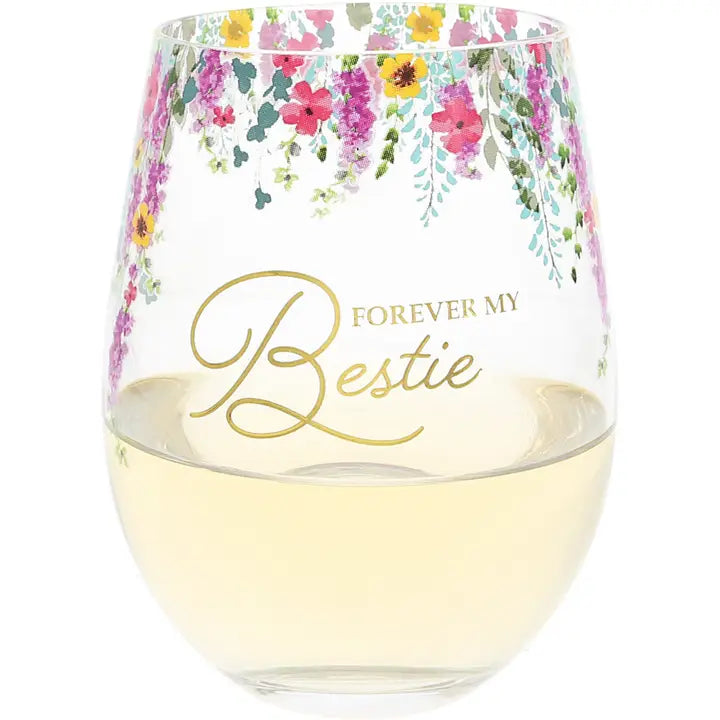 Forever Bestie - Gift Boxed 17 oz Stemless Wine Glass - Posh West Boutique