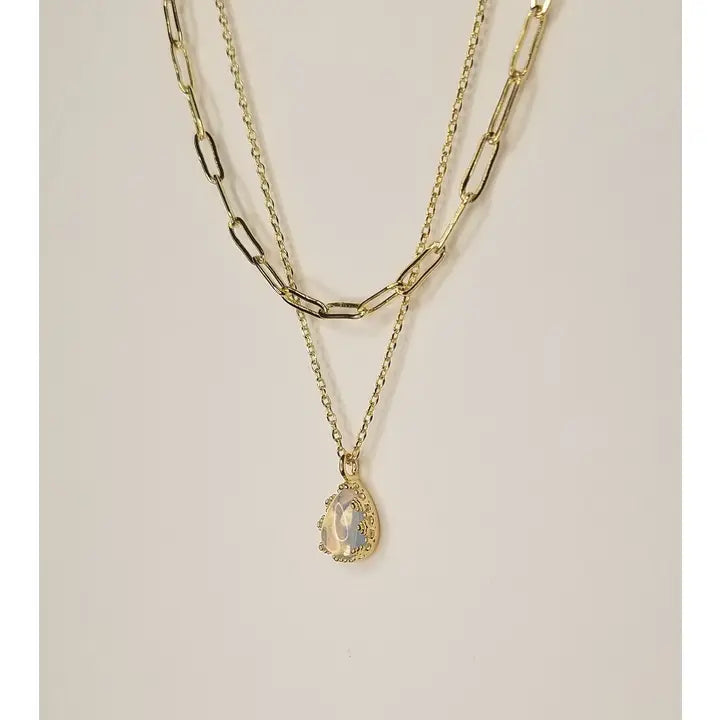Betty Oh Tear Drop Double Layered Chain Necklace - Posh West Boutique