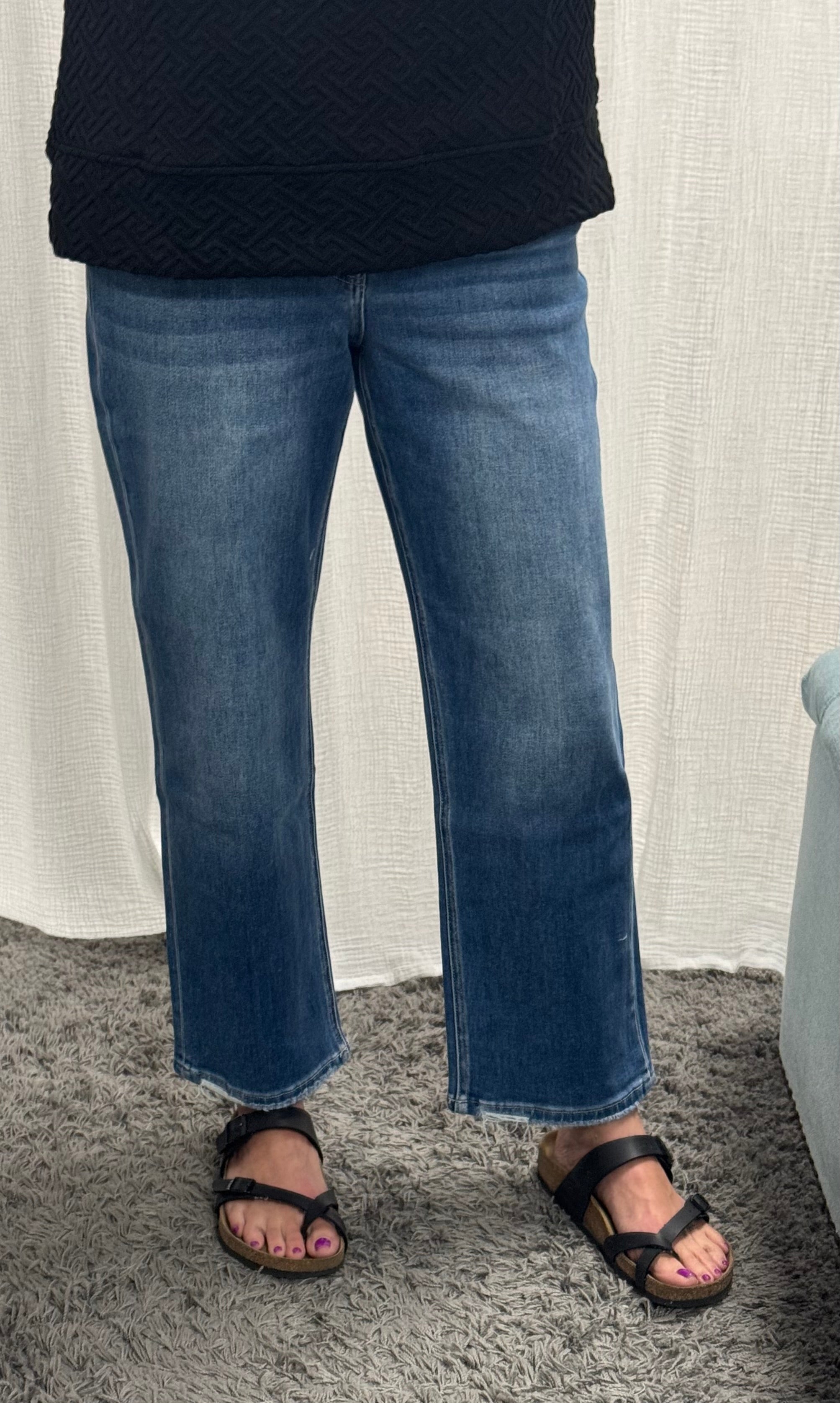 Vervet Mixed Wash High Rise Ankle Straight Jeans - Posh West Boutique