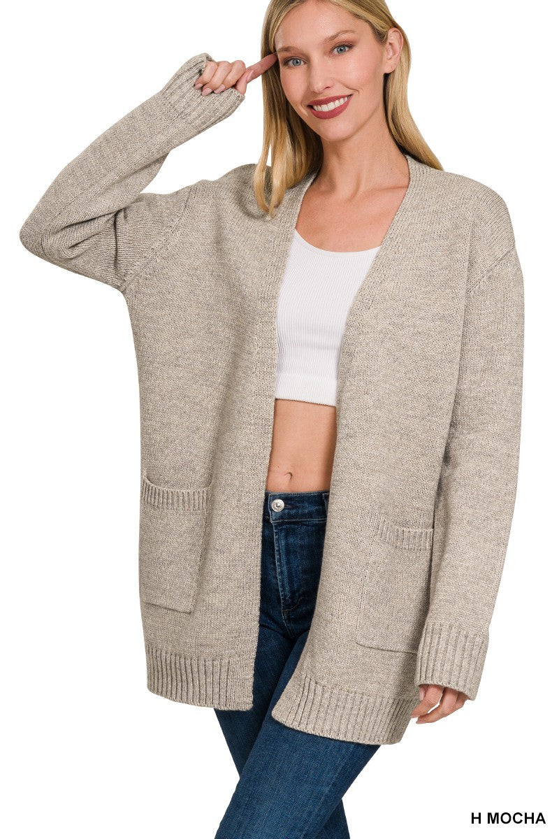 Latte Open Front Sweater Cardigan