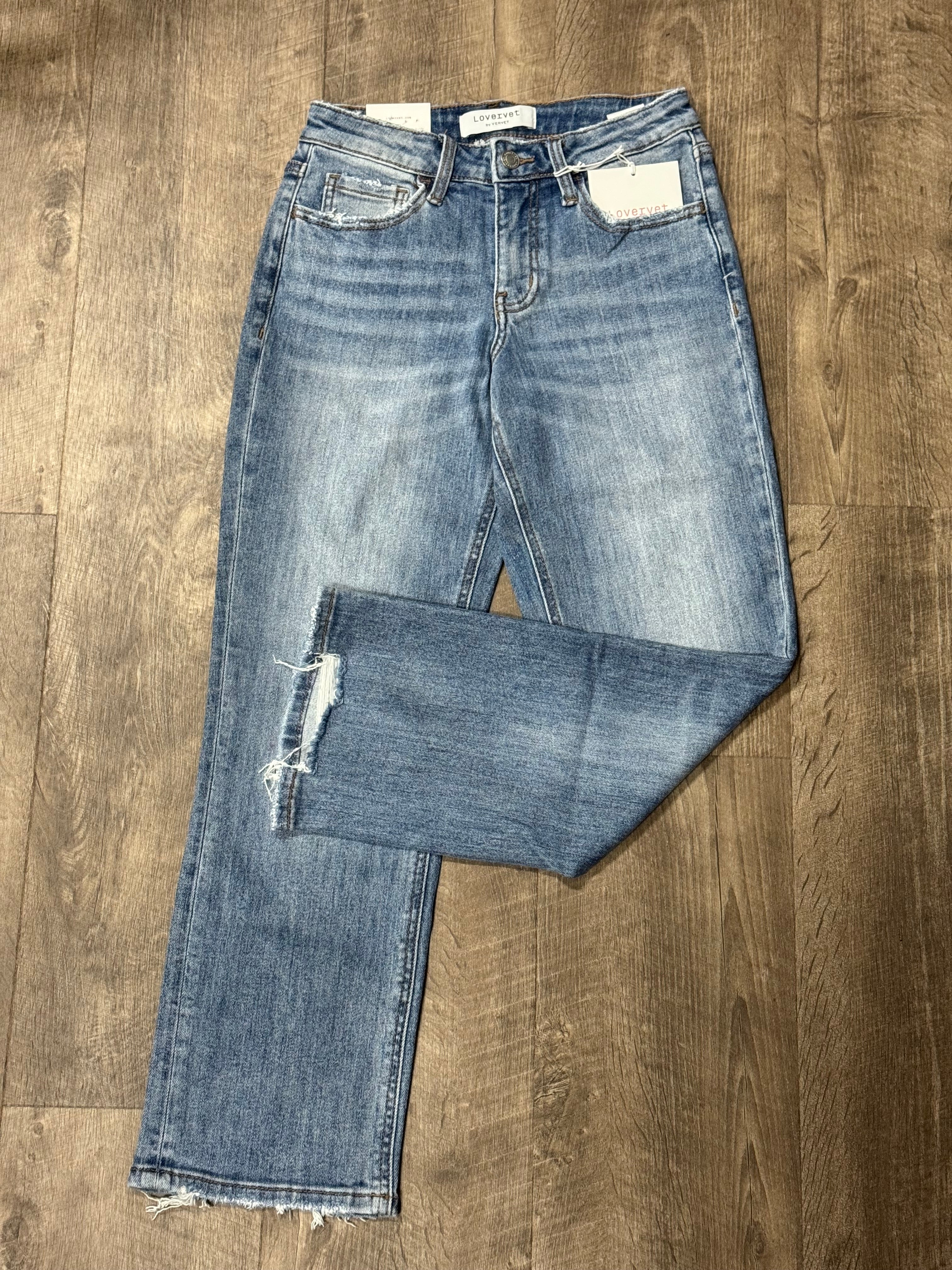 Vervet Mid Rise Cropped Straight Leg Jeans - Posh West Boutique