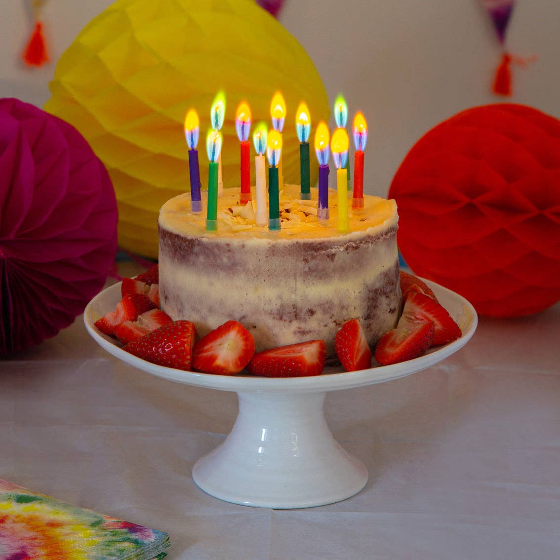 Rainbow Flame Birthday Candles - 12 Pack | Cake Candles | - Posh West Boutique