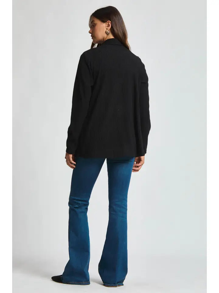 Black Wrap Sweater w/ Button Front