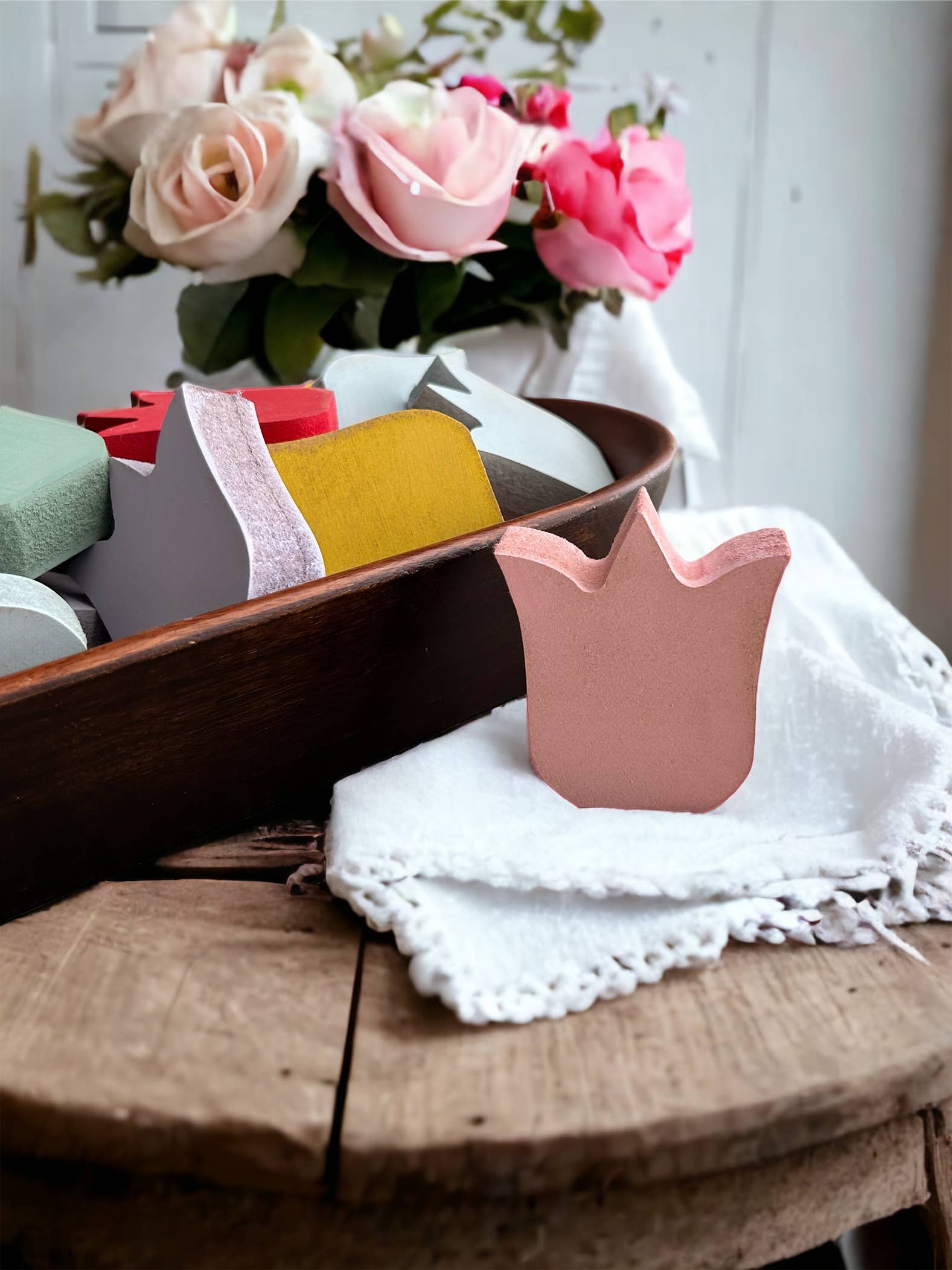 Primitive/Rustic Wood MINI Spring Tulips - Posh West Boutique