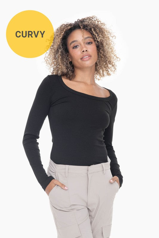 Black Scoop Neck Long Sleeve Top - Posh West Boutique