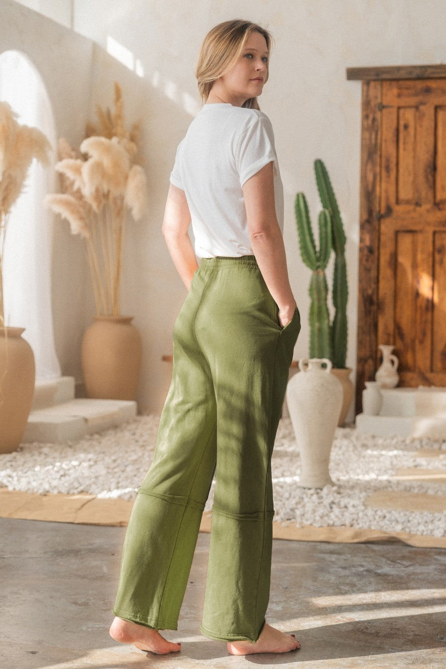 Olive Acid Washed Sweatpants - Posh West Boutique