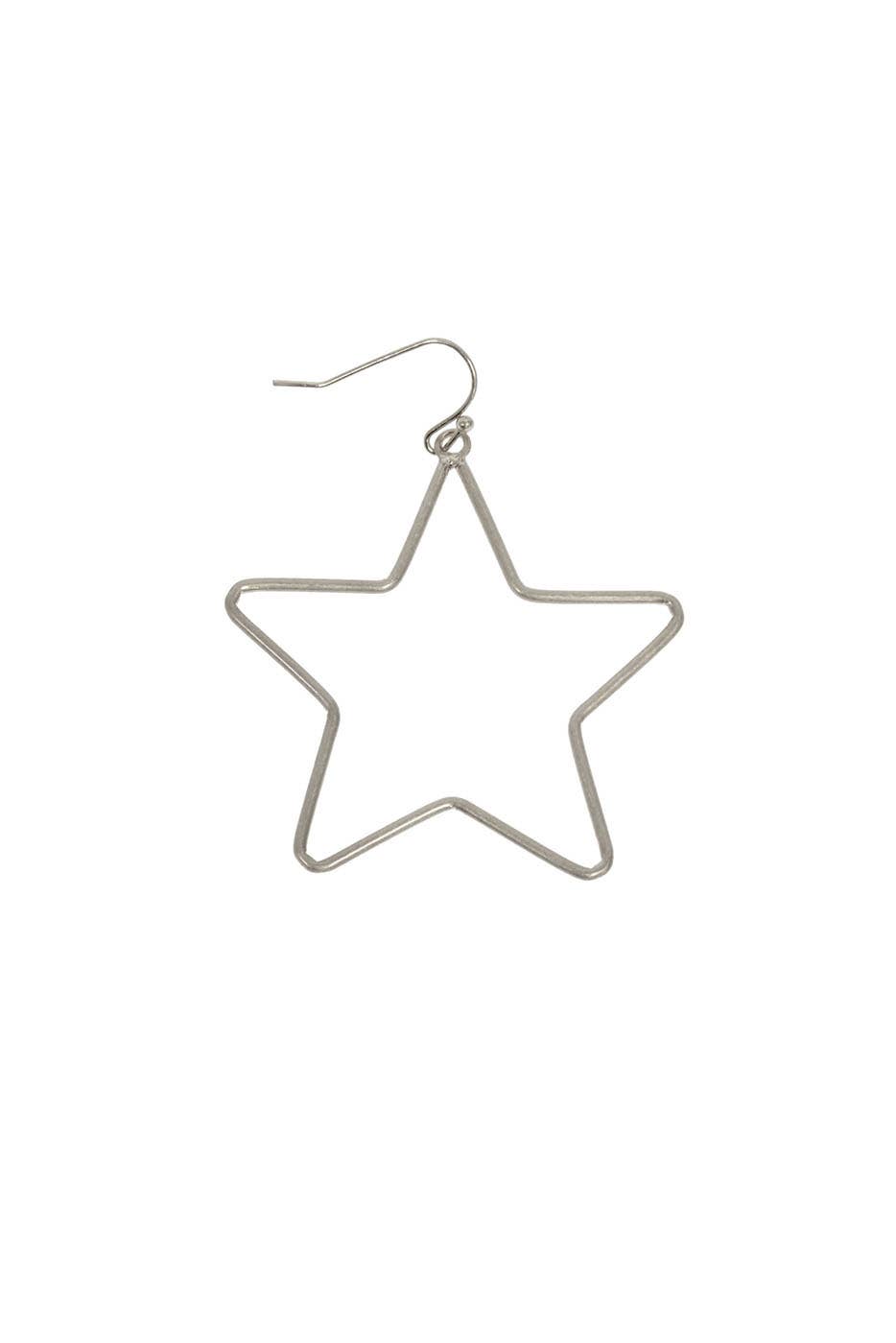 Star Hoop Earring: 338-127ES Silver - Posh West Boutique