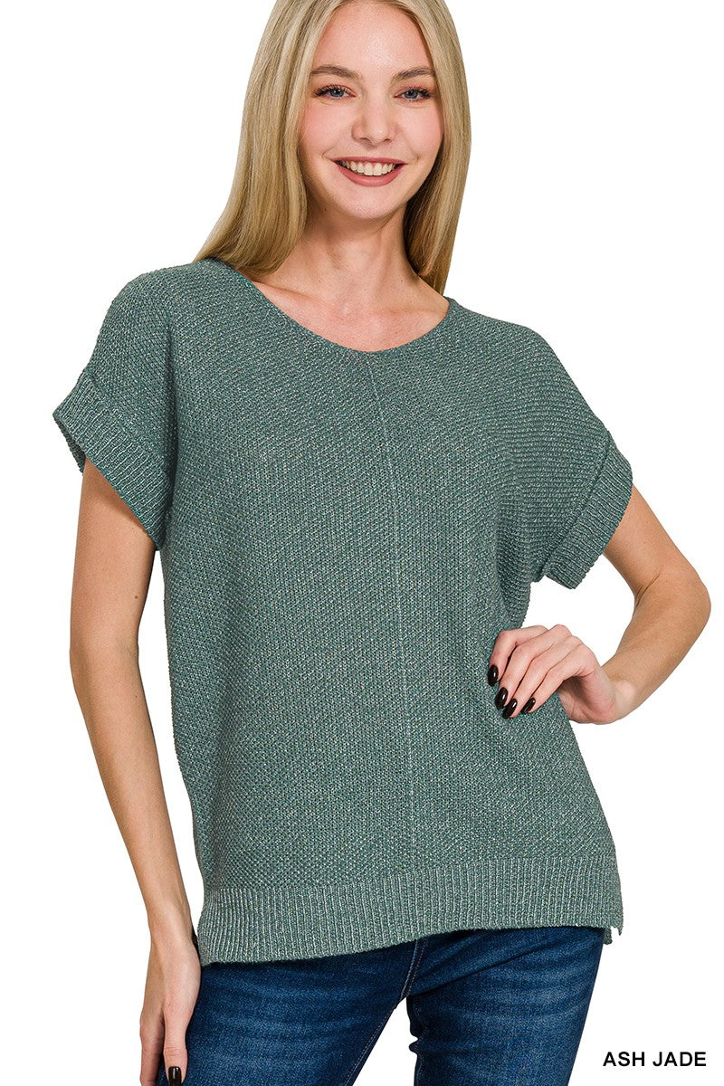 Jade Center Seam Short Sleeve Sweater