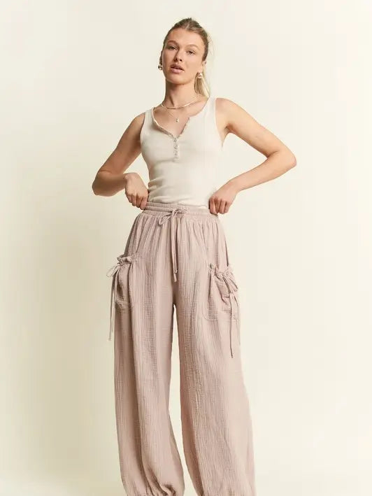 Mauve Vintage Gauze Jogger Pants - Posh West Boutique