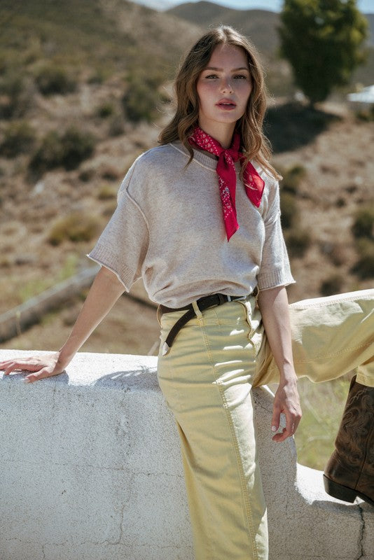 Raw Edge Accent Comfy Sweater Top - Posh West Boutique