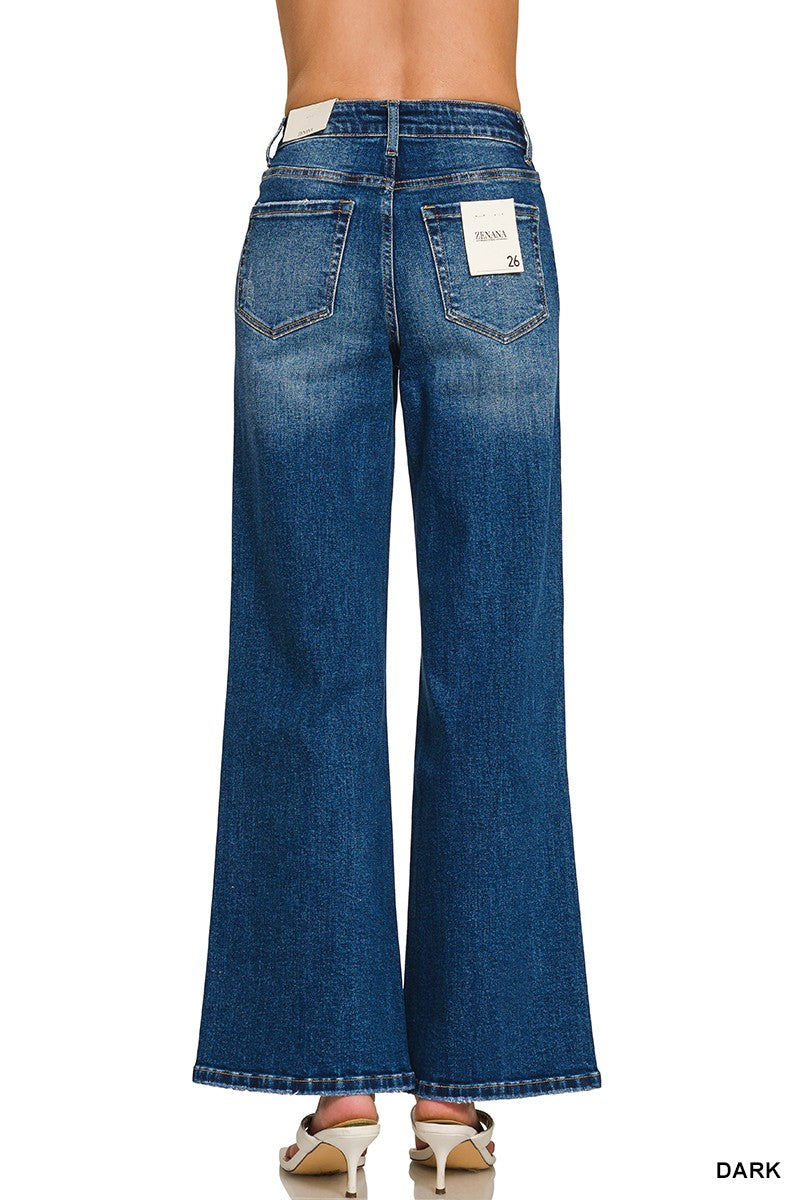 Zenana Dark Wash Wide Leg Denim Jeans
