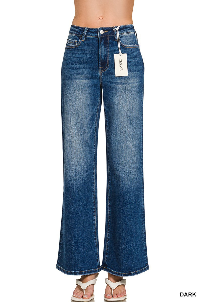 Zenana Dark Wash Wide Leg Denim Jeans
