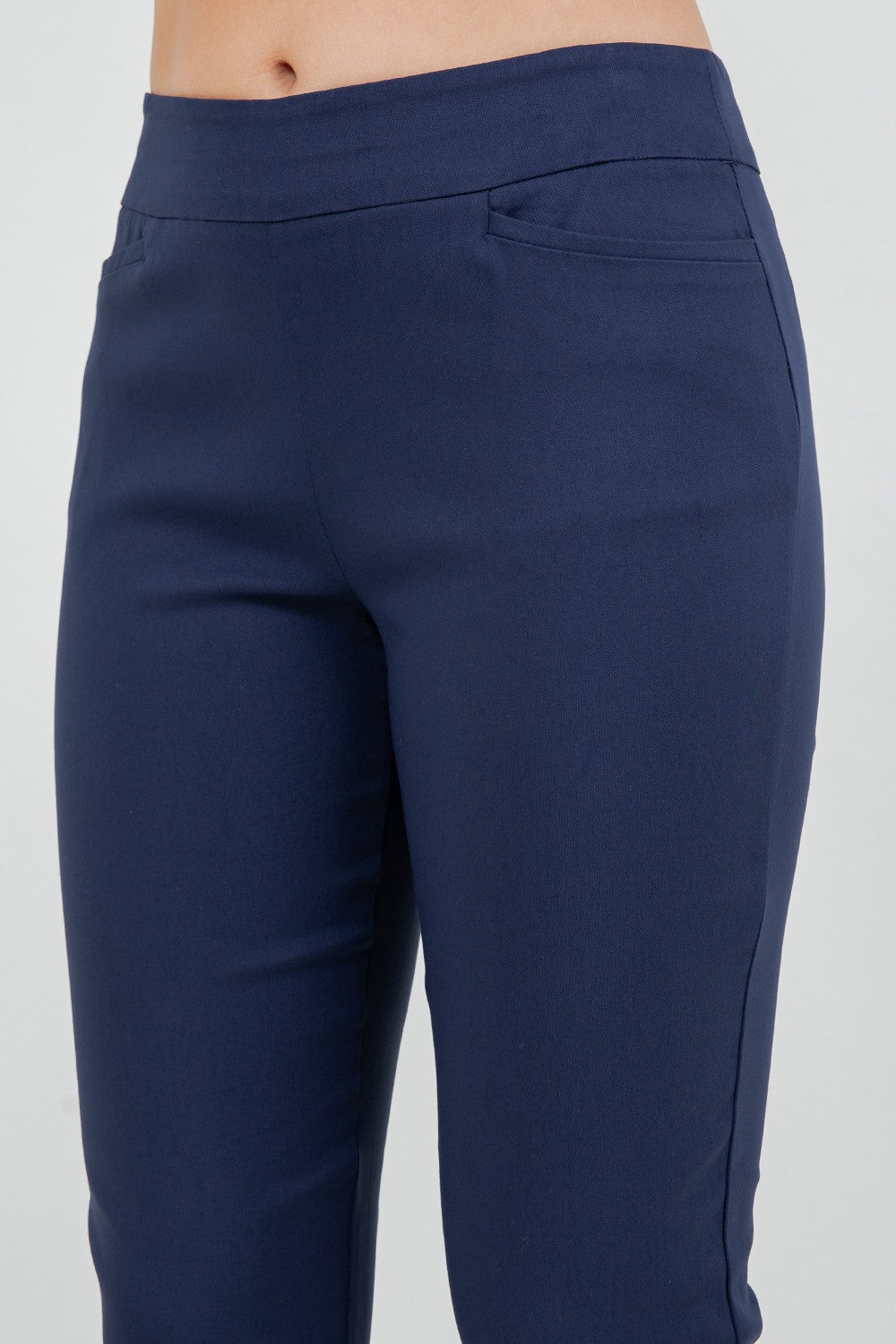 Navy Blue Wide Leg Crop Pants - Posh West Boutique