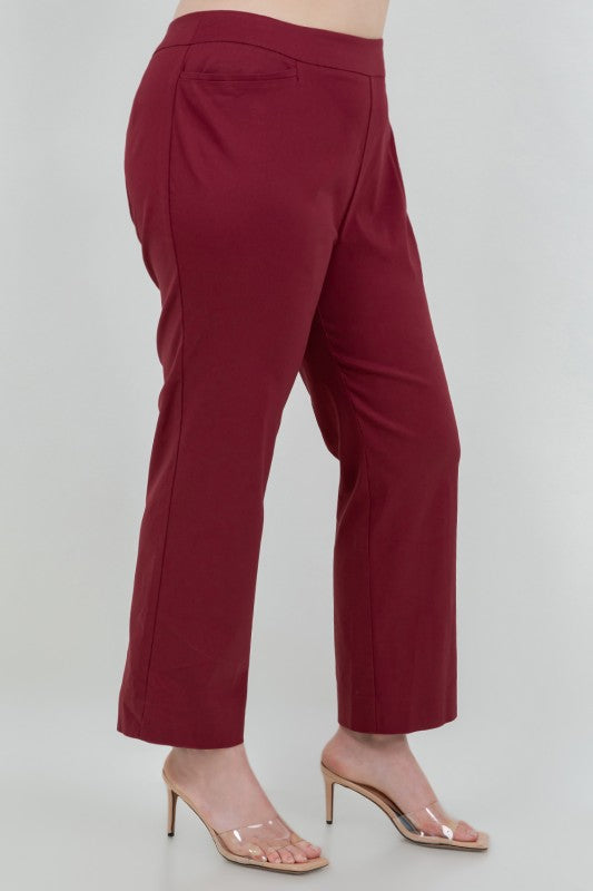 Burgundy Slim Ankle Crop Pants - Posh West Boutique