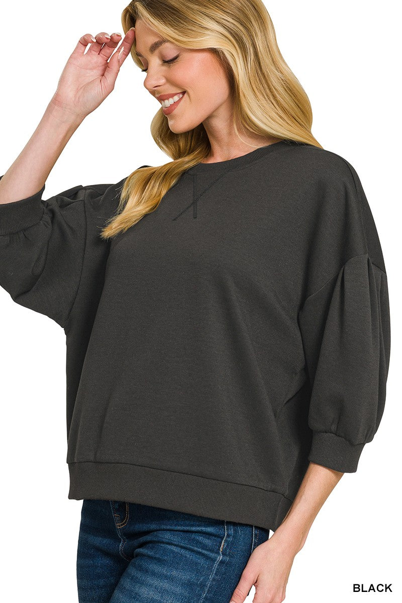 Black Scuba Dolman Sleeve Pullover