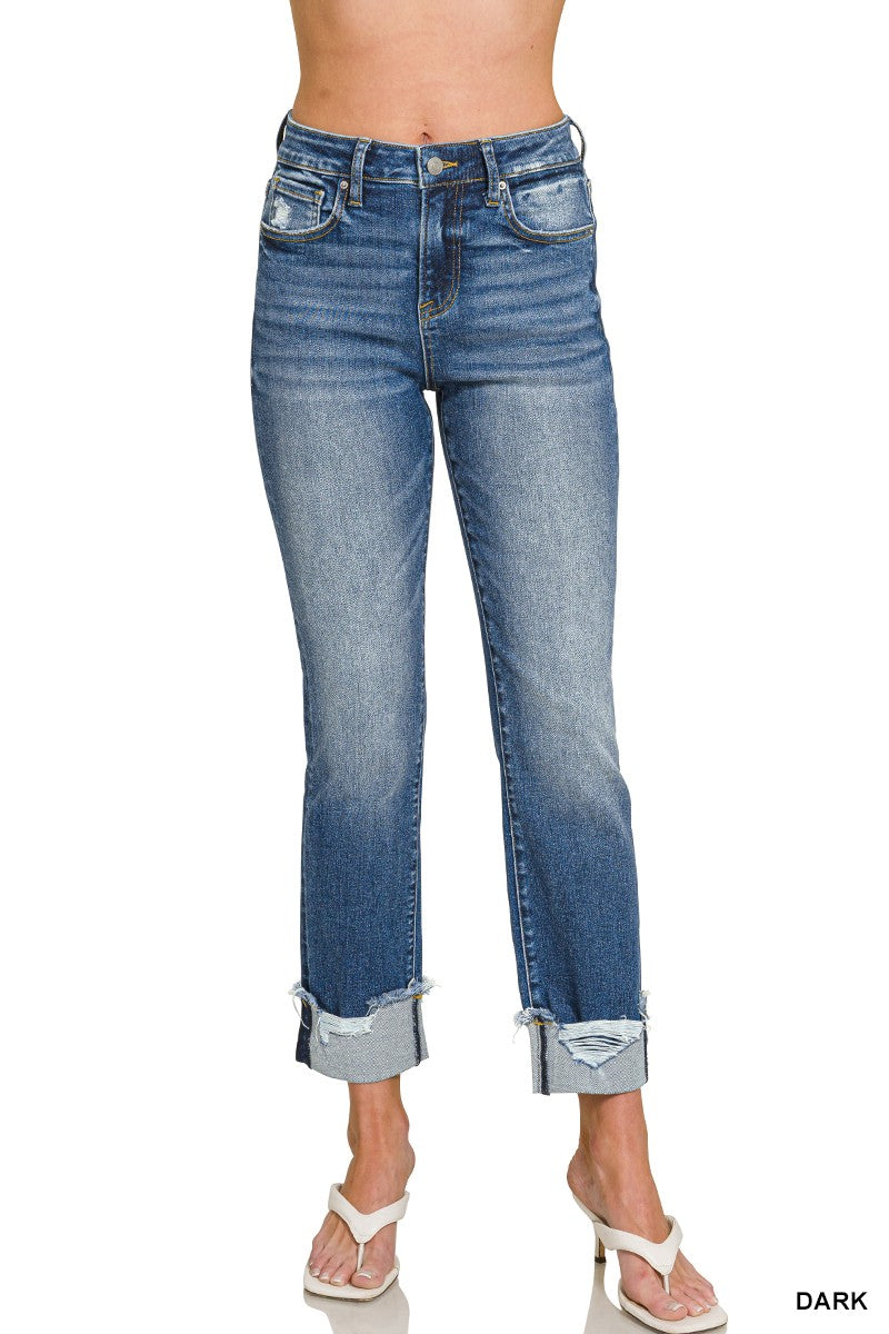 Zenana Cuffed Skinny Denim Jeans