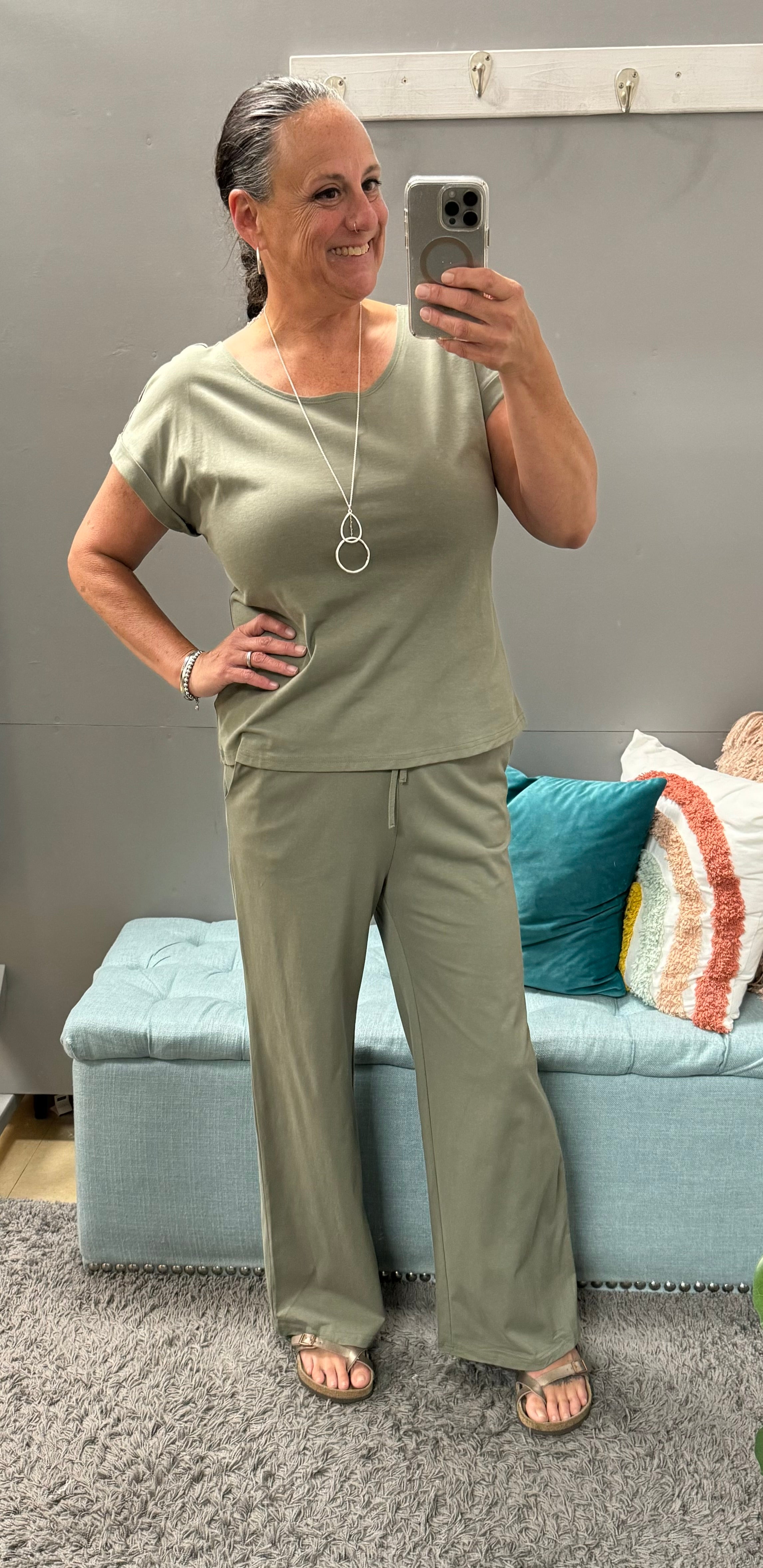Wide Leg Lounge Pants in Olive - Posh West Boutique
