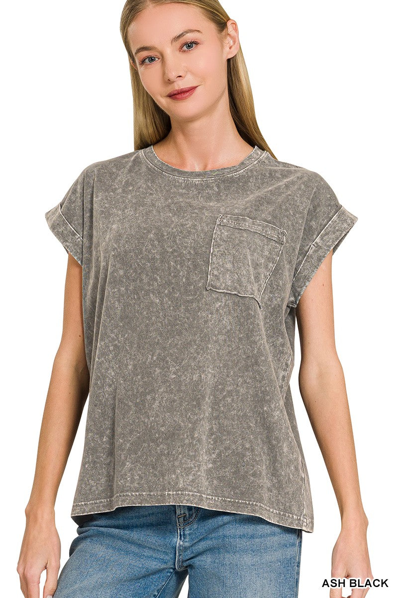 Black Halo Snow Washed Cuffed Short Sleeve Tee