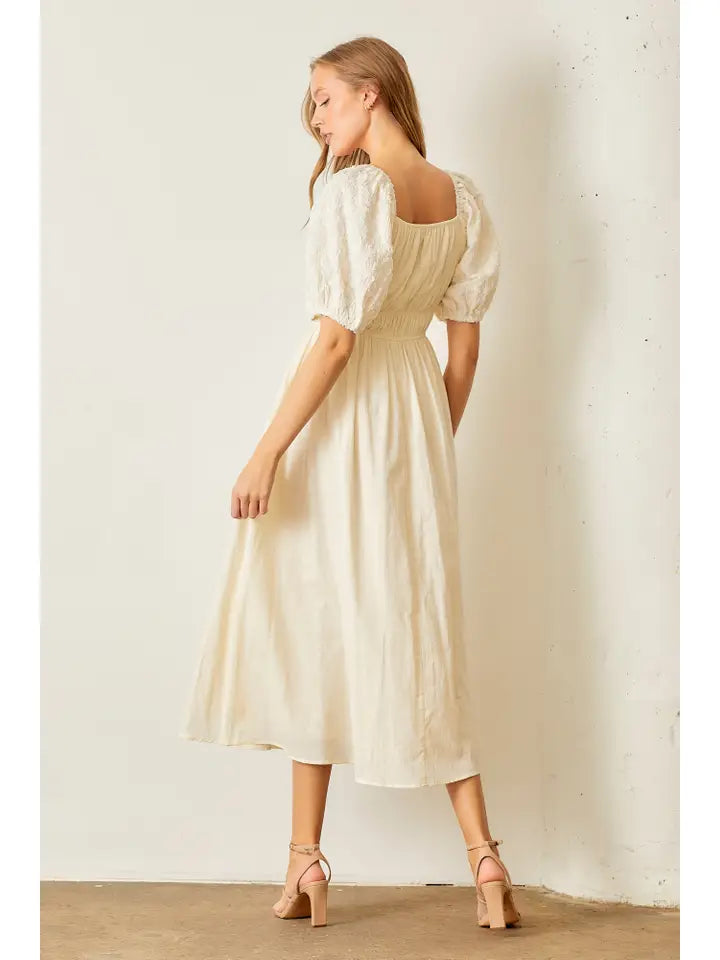 Contrast Puff Sleeve Dress