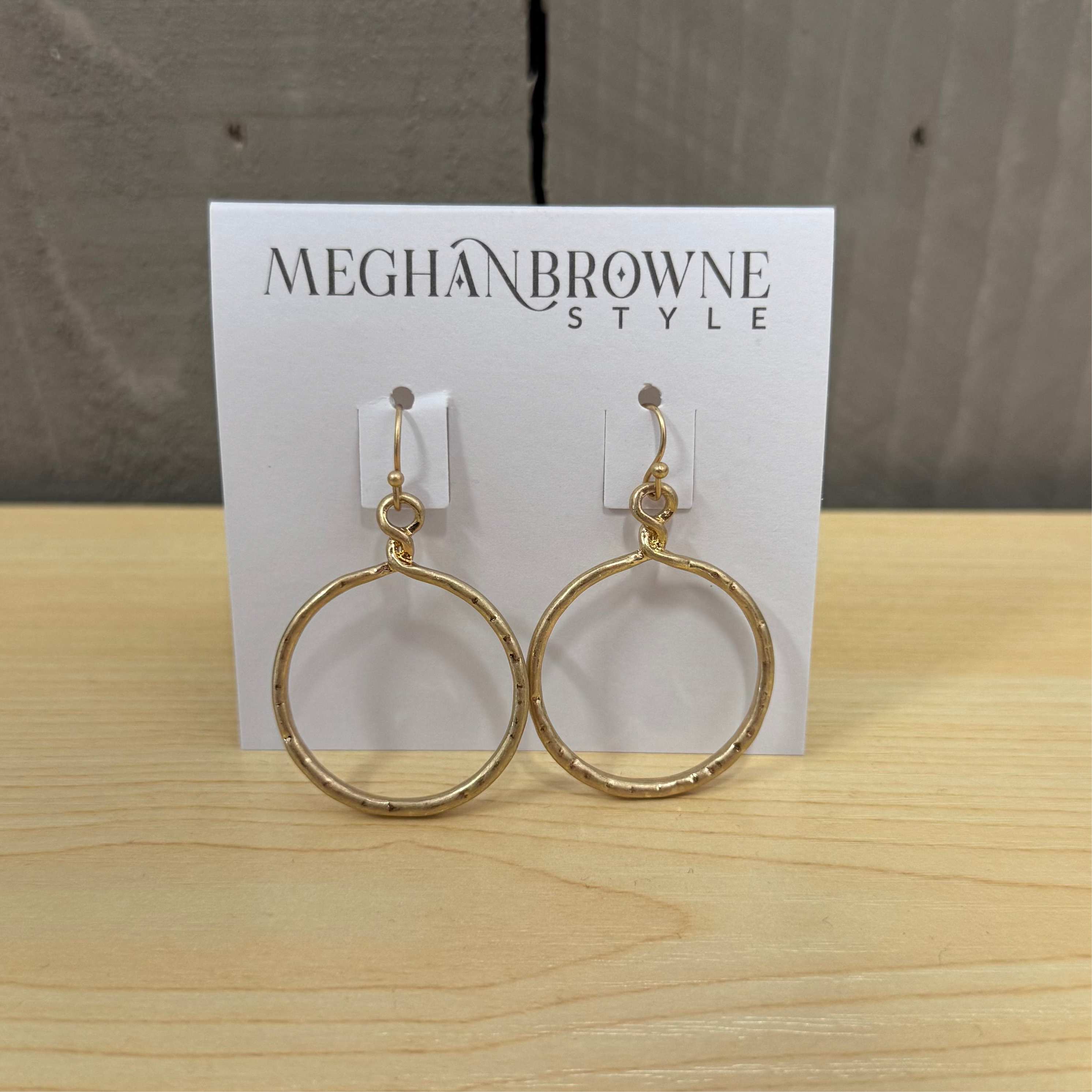 Gold Hammered Circle Dangle Earring - Posh West Boutique