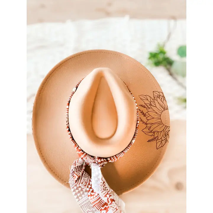 Tan Sunflower Burnt Rancher Hat - Posh West Boutique