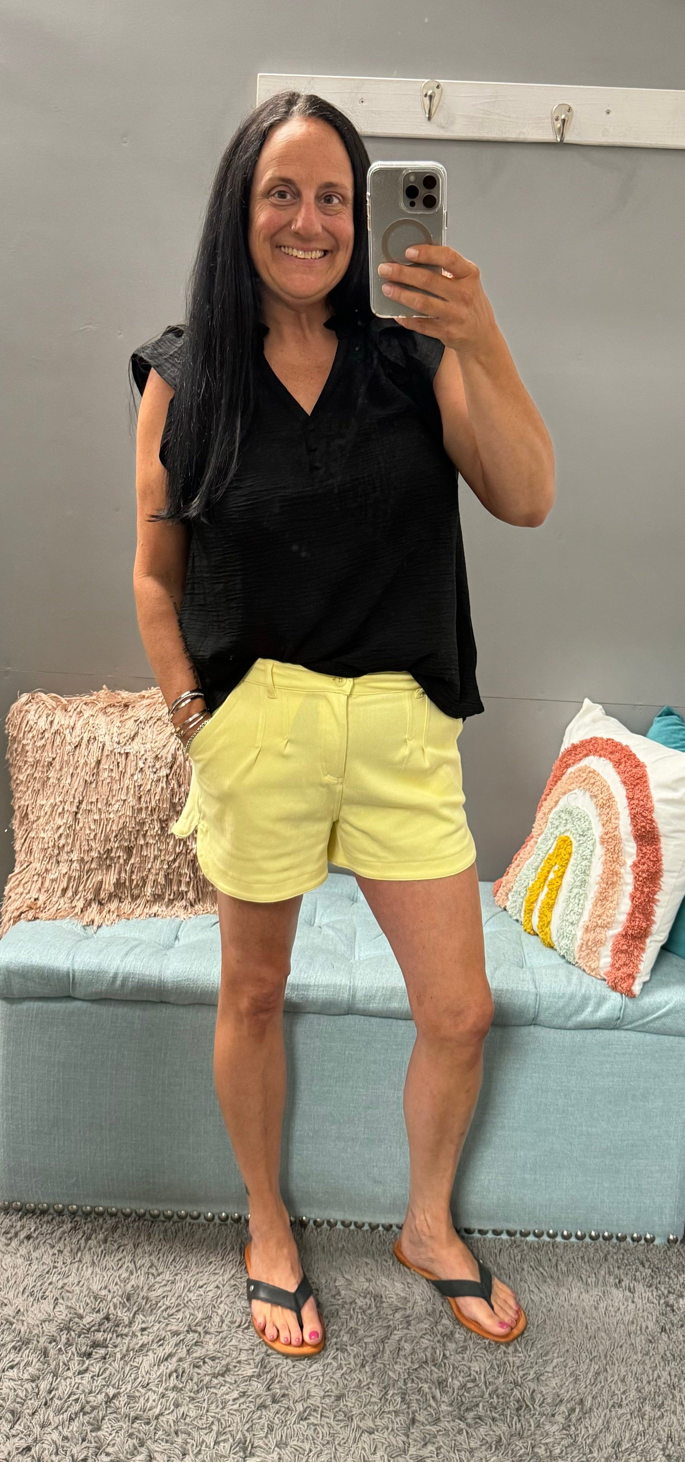 Yellow Cotton Stretch Shorts - Posh West Boutique