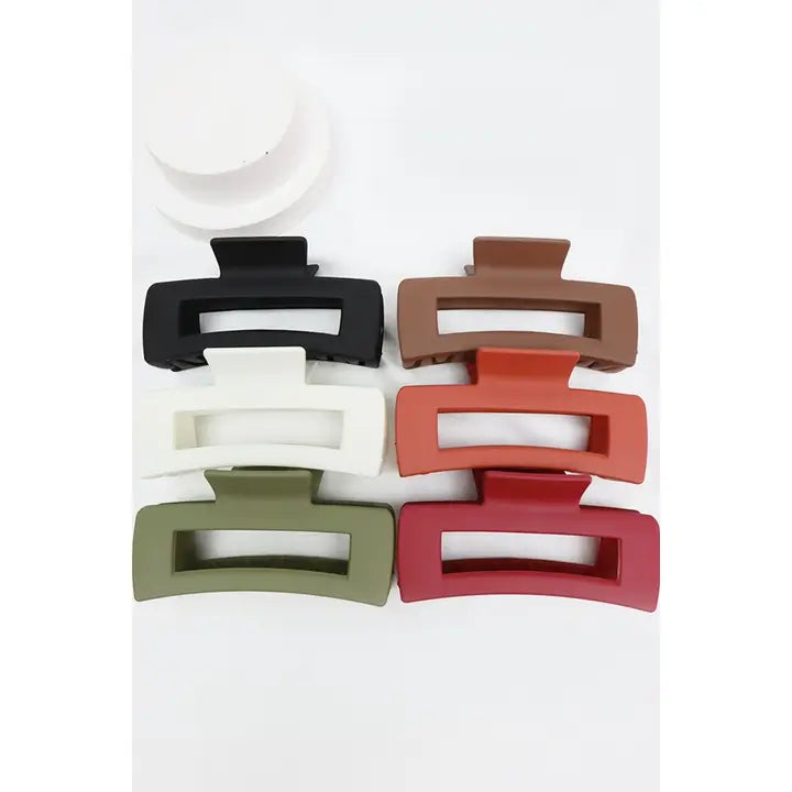 Large Matte Rectangle Hair Claw - Posh West Boutique