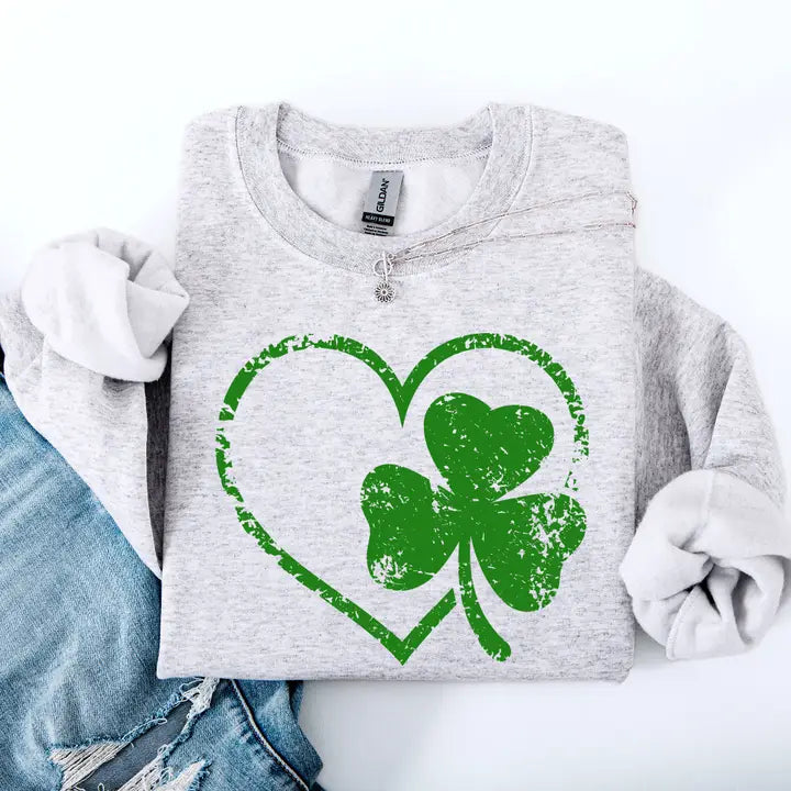 Retro Heart Vintage Shamrock Sweatshirt - Posh West Boutique