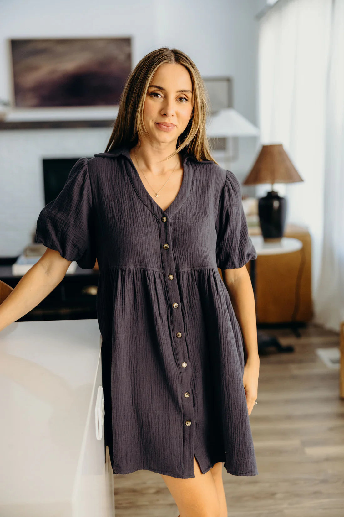 The Harvest Dress in Blue/Gray - Posh West Boutique
