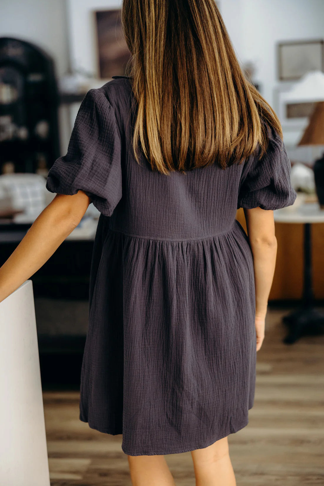 The Harvest Dress in Blue/Gray - Posh West Boutique