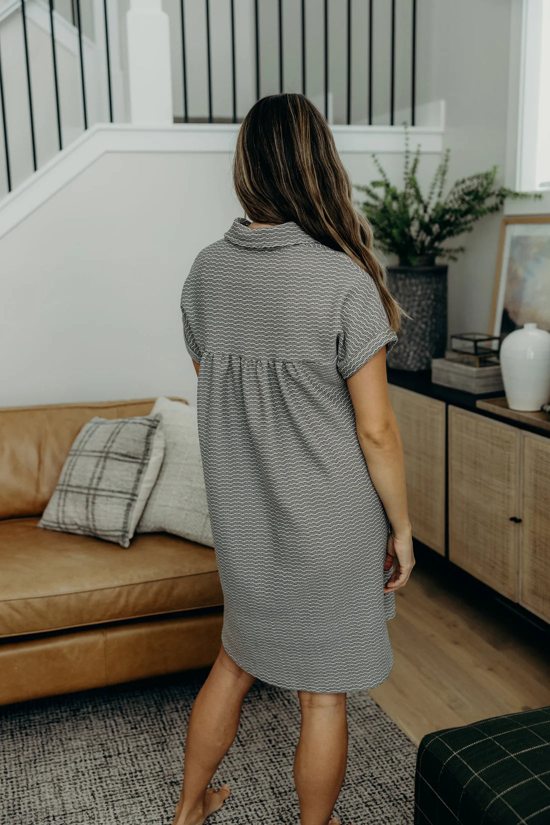 The Charcoal Button Down Collar Dress - Posh West Boutique