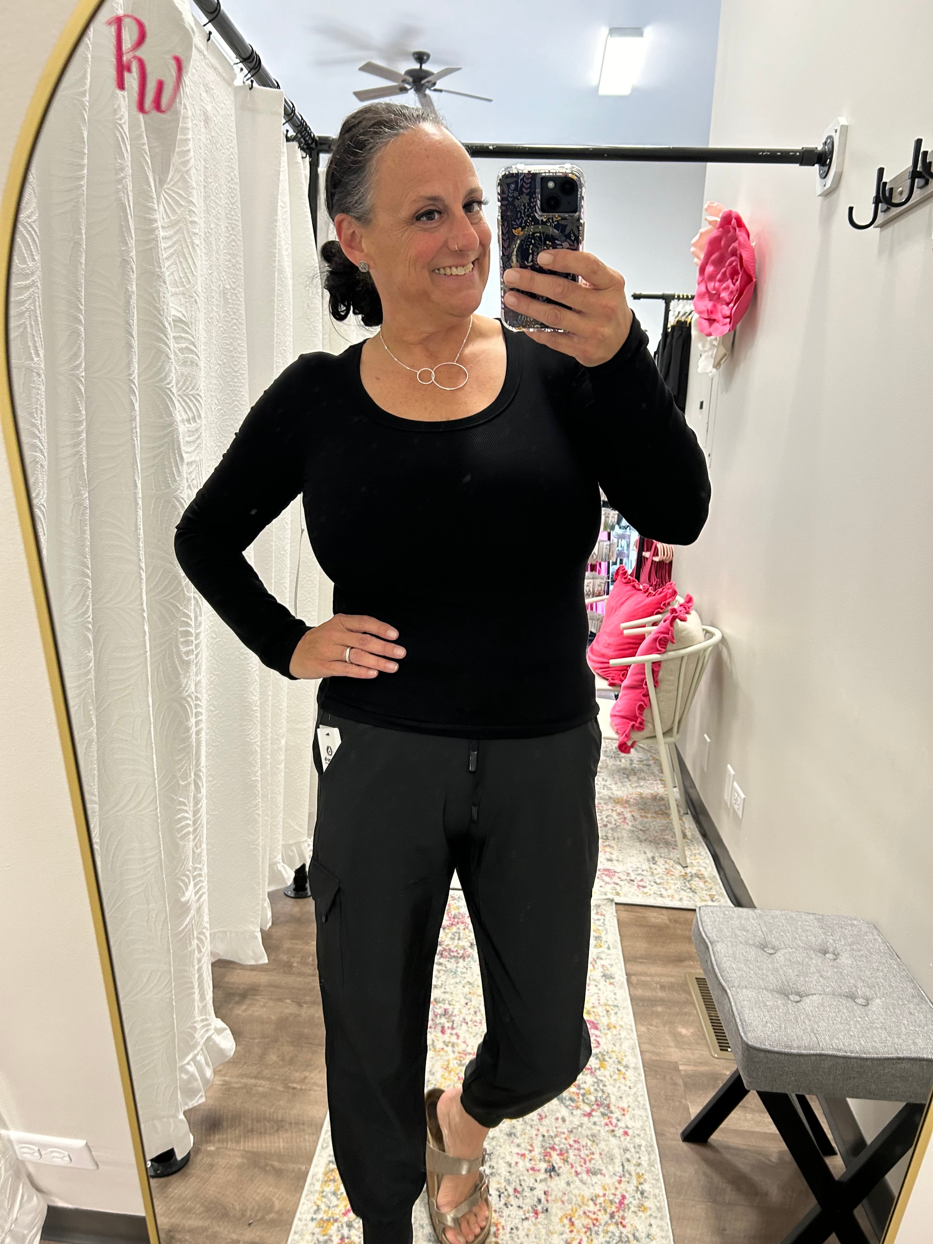 Black Scoop Neck Long Sleeve Top - Posh West Boutique